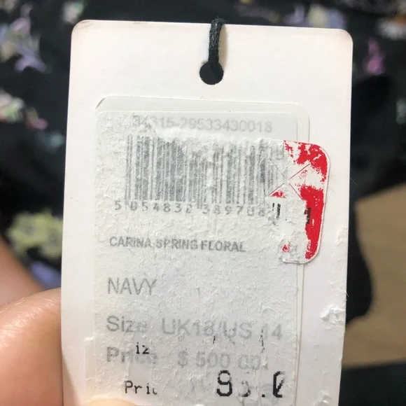 Reiss Carina Spring Floral Dress Navy Sleeveless Sz 14 - Picture 4 of 5